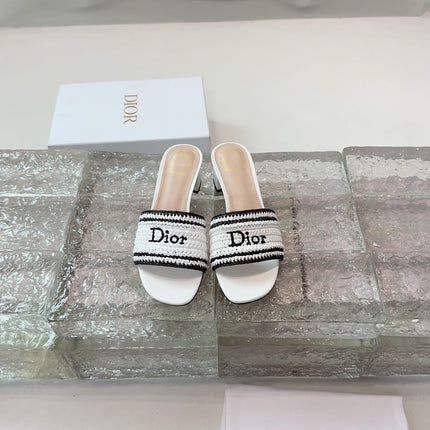 DIOR 26S WOVEN-STRAP HIGH-HEEL SANDALS IN WHITE CALFSKIN