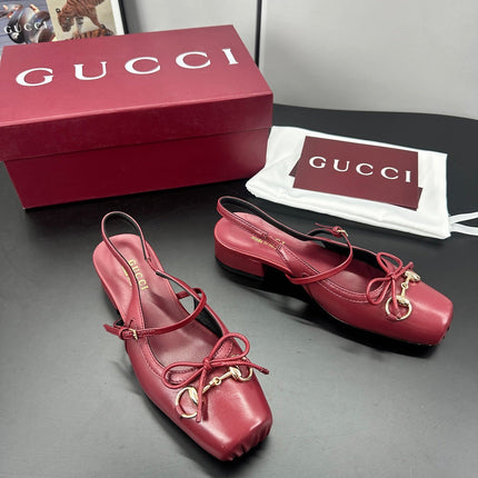 GUCCI 26S SLINGBACK 25 MM IN RED CALFSKIN