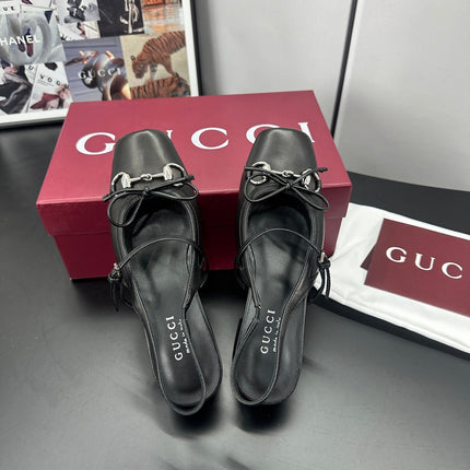 GUCCI 26S SLINGBACK 25 MM IN BLACK CALFSKIN