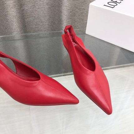 LOEWE 26S POINTED TOE SLINGBACK PUMPS 45MM IN RED CALFSKIN