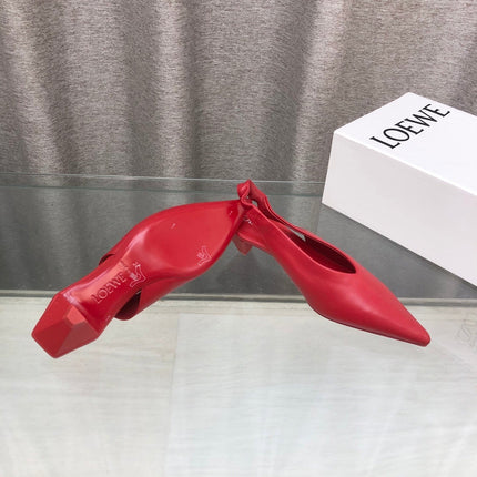 LOEWE 26S POINTED TOE SLINGBACK PUMPS 45MM IN RED CALFSKIN