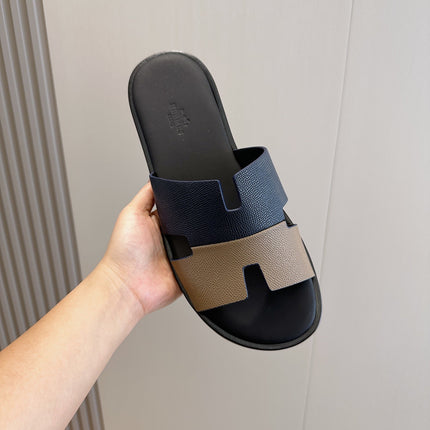 HM IZMIR SANDAL NAVY AND GRAY CALFSKIN