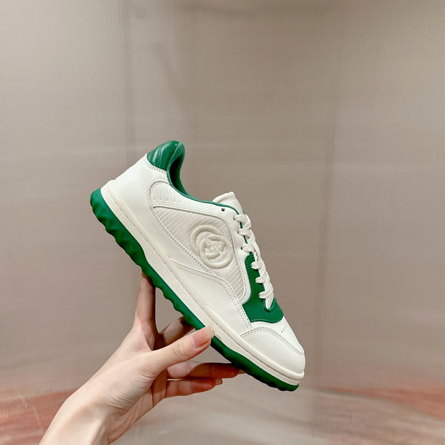 GUCCI 26S SNEAKERS IN WHITE MIX GREEN CALFSKIN
