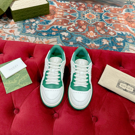 GUCCI 26S SNEAKERS IN WHITE MIX GREEN CALFSKIN