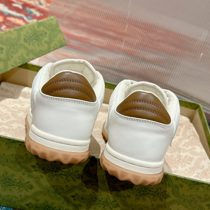 GUCCI 26S SNEAKERS IN WHITE MIX BROWN CALFSKIN