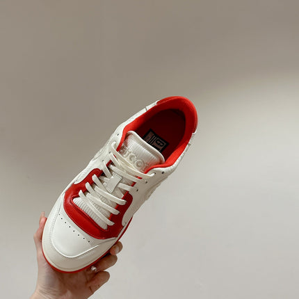 GUCCI 26S SNEAKERS IN WHITE MIX RED CALFSKIN