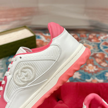 GUCCI 26S SNEAKERS IN WHITE AND PINK CALFSKIN WITH LOGO
