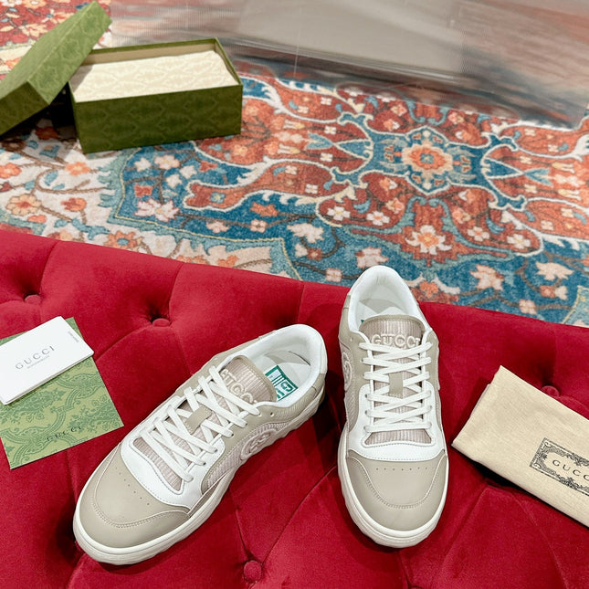 GUCCI 26S SNEAKERS IN BEIGE CALFSKIN WITH LOGO