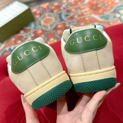 GUCCI 26S SCREENER SNEAKER IN BEIGE SUEDE MIX CANVAS