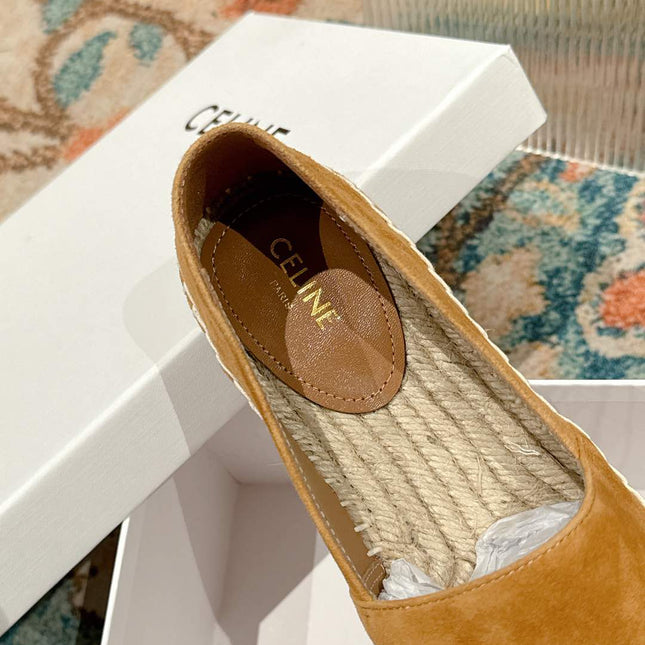 ESPADRILLES PEANUT BROWN SUEDE EMBOSSED LOGO