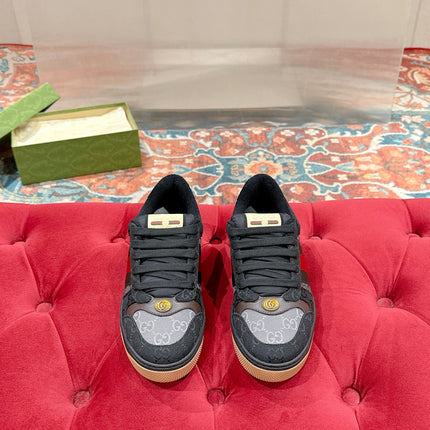 GUCCI 26S SCREENER SNEAKER IN BLACK AND GREY CANVAS