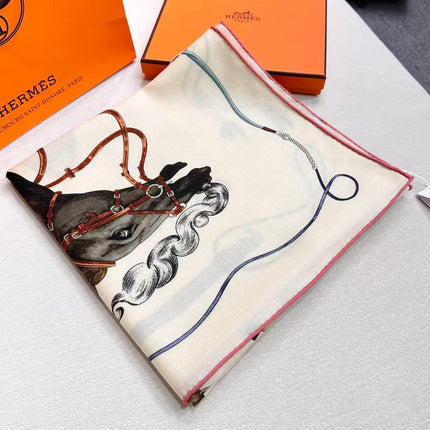 HERMES 26S SCARF 135 IN SILK AND CASHMERE 498252