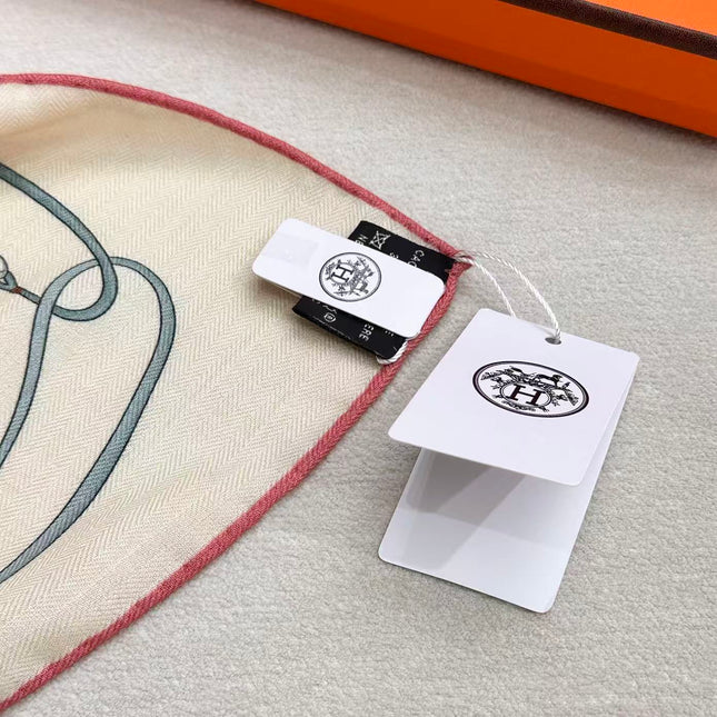 HERMES 26S SCARF 135 IN SILK AND CASHMERE 498252