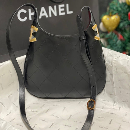 CHANEL 26S HOBO BAG 23 IN BLACK QUILTED CALFSKIN