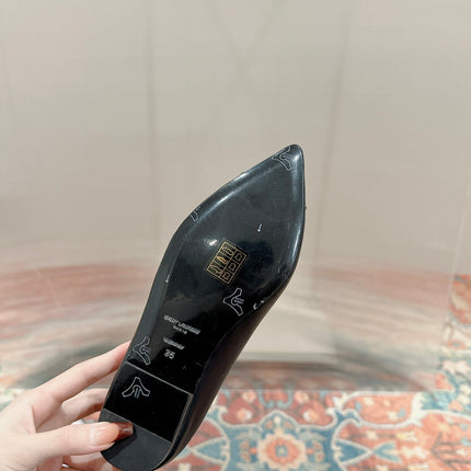 CASSANDRA BALLET FLAT IN BLACK MIX BLUE SMOOTH LAMBSKIN