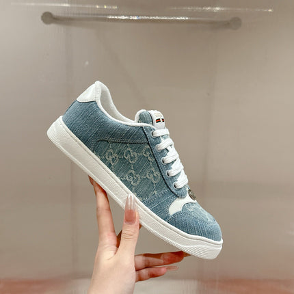 GUCCI 26S SCREENER SNEAKER IN LIGHT BLUE DENIM