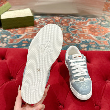 GUCCI 26S SCREENER SNEAKER IN LIGHT BLUE DENIM