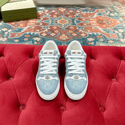 GUCCI 26S SCREENER SNEAKER IN LIGHT BLUE DENIM