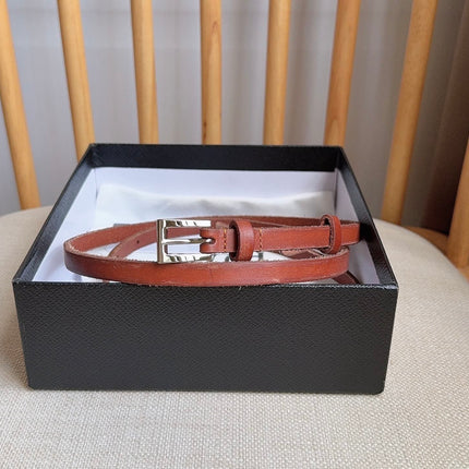 PRADA 25S BELT 10 MM IN REDDISH BROWN CALFSKIN 598370
