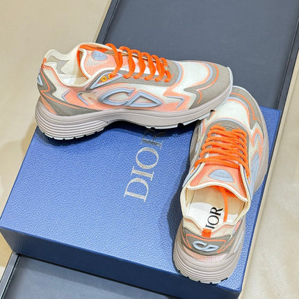 DIOR 26S B30 COUNTDOWN TECH SNEAKER IN GRAY AND ORANGE TECHNICAL FABRIC AND SUEDE