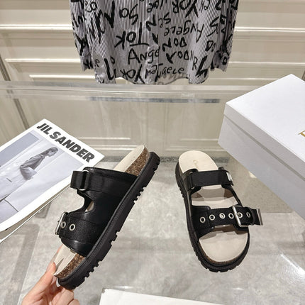 DIOR 26S SLIDES IN BLACK CANVAS