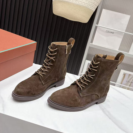 LP 26S LACE-UP ANKLE BOOTS IN DARK BROWN SUEDE