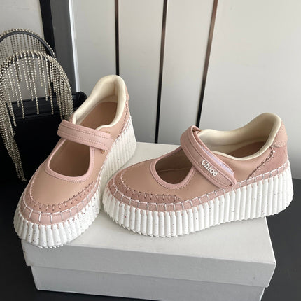 CHLOE 26S MARY JANE SNEAKERS IN PASTEL PINK CALFSKIN