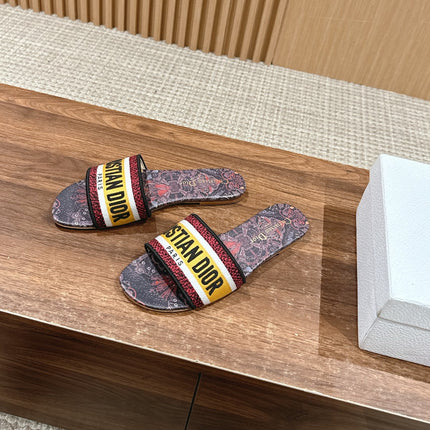 DIOR 26S SLIDE SANDALS IN MULTICOLOR TOILE PRINT LOGO
