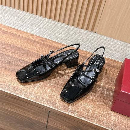 GUCCI 26S BLOCK-HEEL SLINGBACK PUMPS 45 MM IN BLACK CALFSKIN