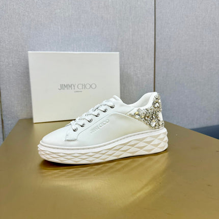 JIMMY CHOO 26S SNEAKERS IN WHITE LEATHER CRYSTAL-EMBELLISHED STYLE 3