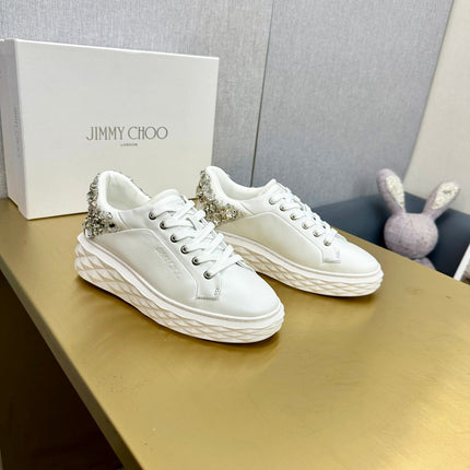 JIMMY CHOO 26S SNEAKERS IN WHITE LEATHER CRYSTAL-EMBELLISHED STYLE 3