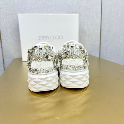 JIMMY CHOO 26S SNEAKERS IN WHITE LEATHER CRYSTAL-EMBELLISHED STYLE 3