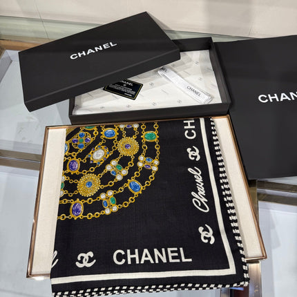 CHANEL 26S SCARF 135 IN SILK AND CASHMERE 504808