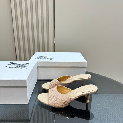 BURBERRY 26S HIGH-HEELED SANDALS 70 MM IN BEIGE NUDE CALFSKIN AND SUEDE