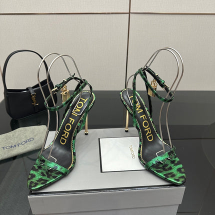 TOM FORD 26S HEELED SANDALS 100 MM IN LEOPARD PRINT CALFSKIN STYLE 2
