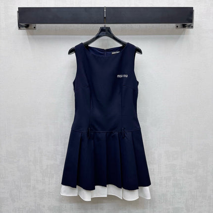 MIU 25S PLEATED VEST DRESS IN ACETATE 264603