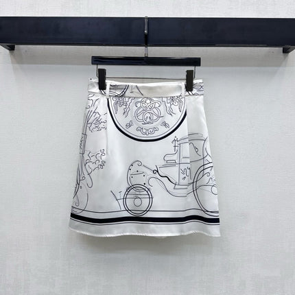 HERMES 26S SILK MIDI SKIRT 583