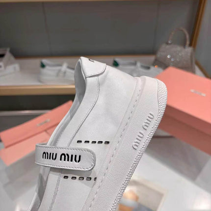 MIUMIU 26S MARY JANE BALLERINAS IN WHITE CALFSKIN