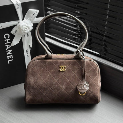CHANEL 26S CLASSIC BOWLING BAG 29 IN BROWN SUEDE