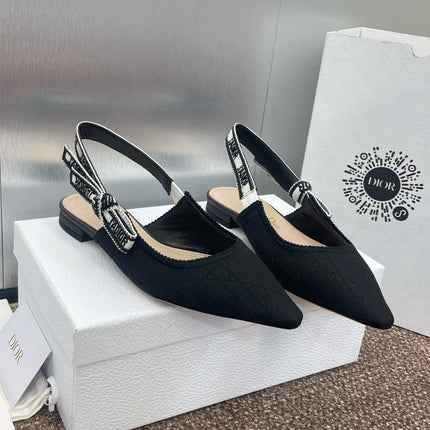 J'ADIOR SLINGBACK 25S IN BLACK QUAKE OBLIQUE EMBROIDERED FABRIC