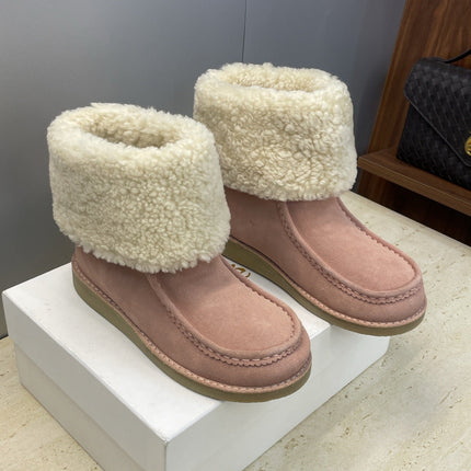 CHLOÉ 26S SHEARLING BOOTS IN LIGHT PINK SUEDE