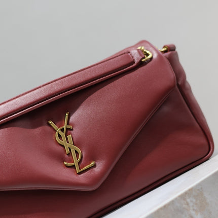 YSL 25S CALYPSO HANDBAG 26 IN BURGUNDY LAMBSKIN GOLD HARDWARE