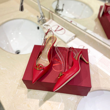 VALENTINO 26S SLINGBACK PUMPS 65 MM IN RED CALFSKIN