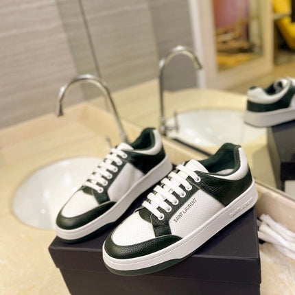 SL SL/61 SNEAKERS DARK GREEN AND WHITE CALFSKIN