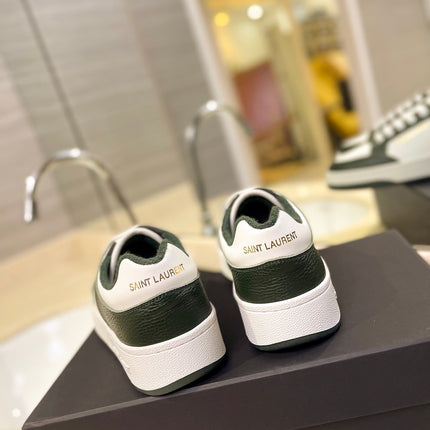 SL SL/61 SNEAKERS DARK GREEN AND WHITE CALFSKIN