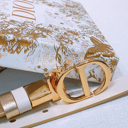 DIOR 25S BELT 20 MM IN METALLIC GOLD CALFSKIN 572893