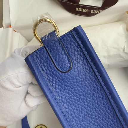 HM 25S EVELYNE 17 CM IN NAVY BLUE COWHIDE WITH GOLD HARDWARE