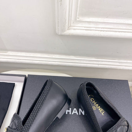 CHANEL 26S LOAFER MULES IN BLACK LAMBSKIN FABRIC