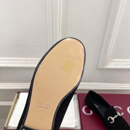 GUCCI 26S LOAFERS MM IN BLACK SUEDE WITH SILVER HARDWARE