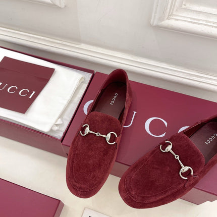 GUCCI 26S LOAFERS MM IN DARK RED SUEDE WITH SILVER HARDWARE